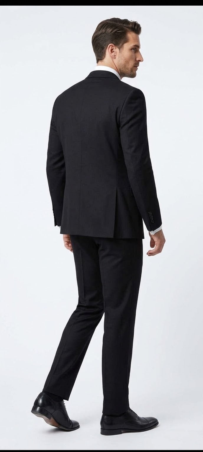 Classic Jet Black Slim-Fit 3-Piece suit.