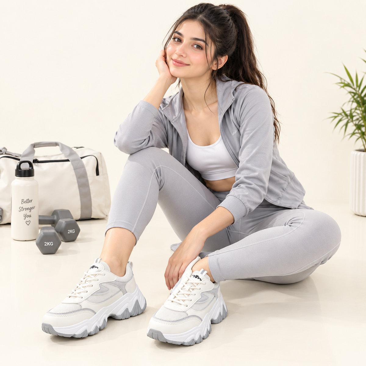 Premium White & Grey Chunky Sneakers ā Unisex | Men & Women