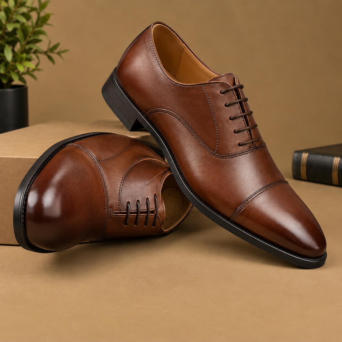 Brown Oxford Lace-Up Formal Shoes