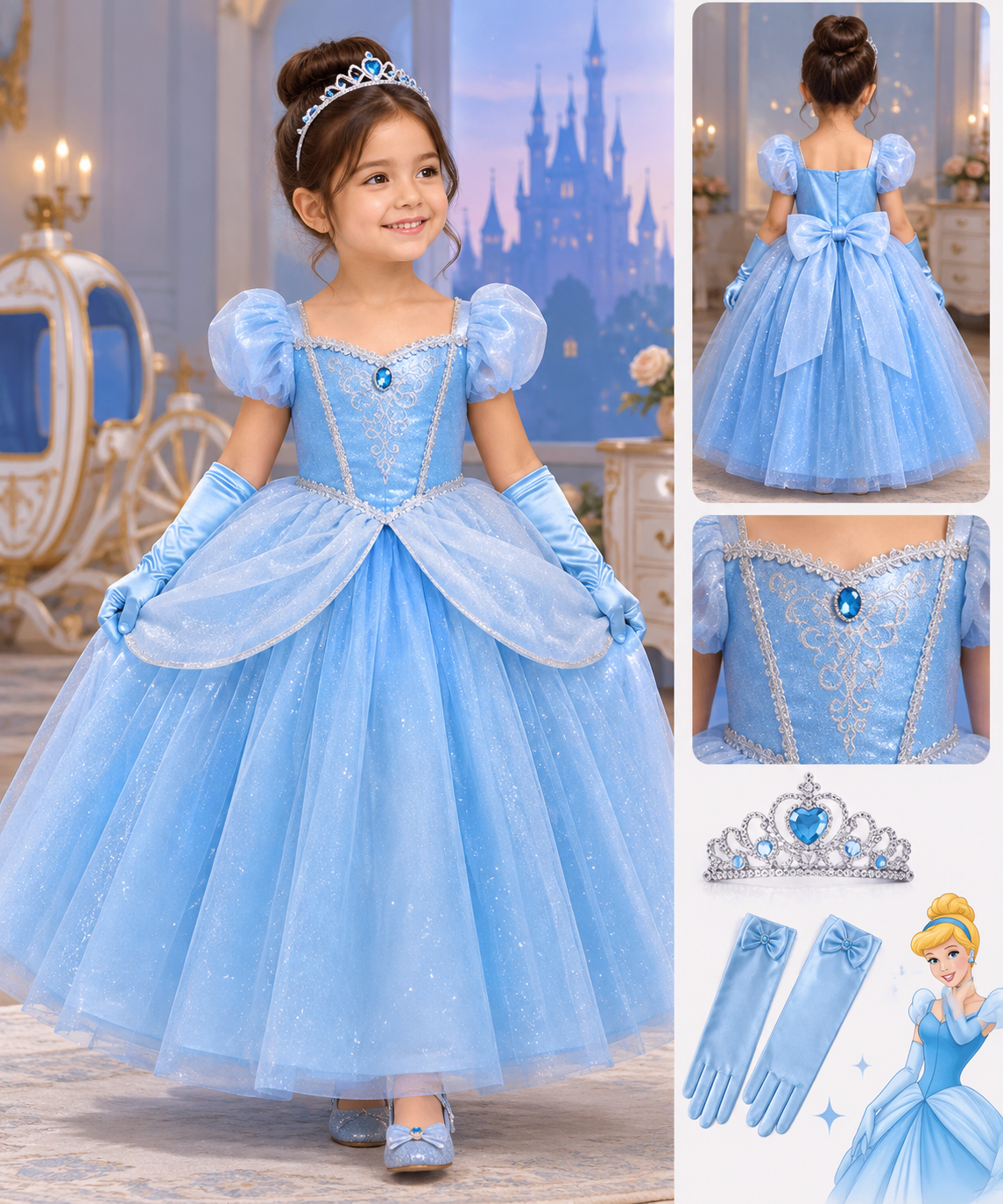 Cinderella Princess Sparkle Frock for Girls