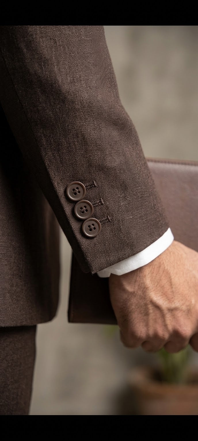 Classic Espresso Brown 3-Piece Tailored Suit (Jacket, Vest & Trousers