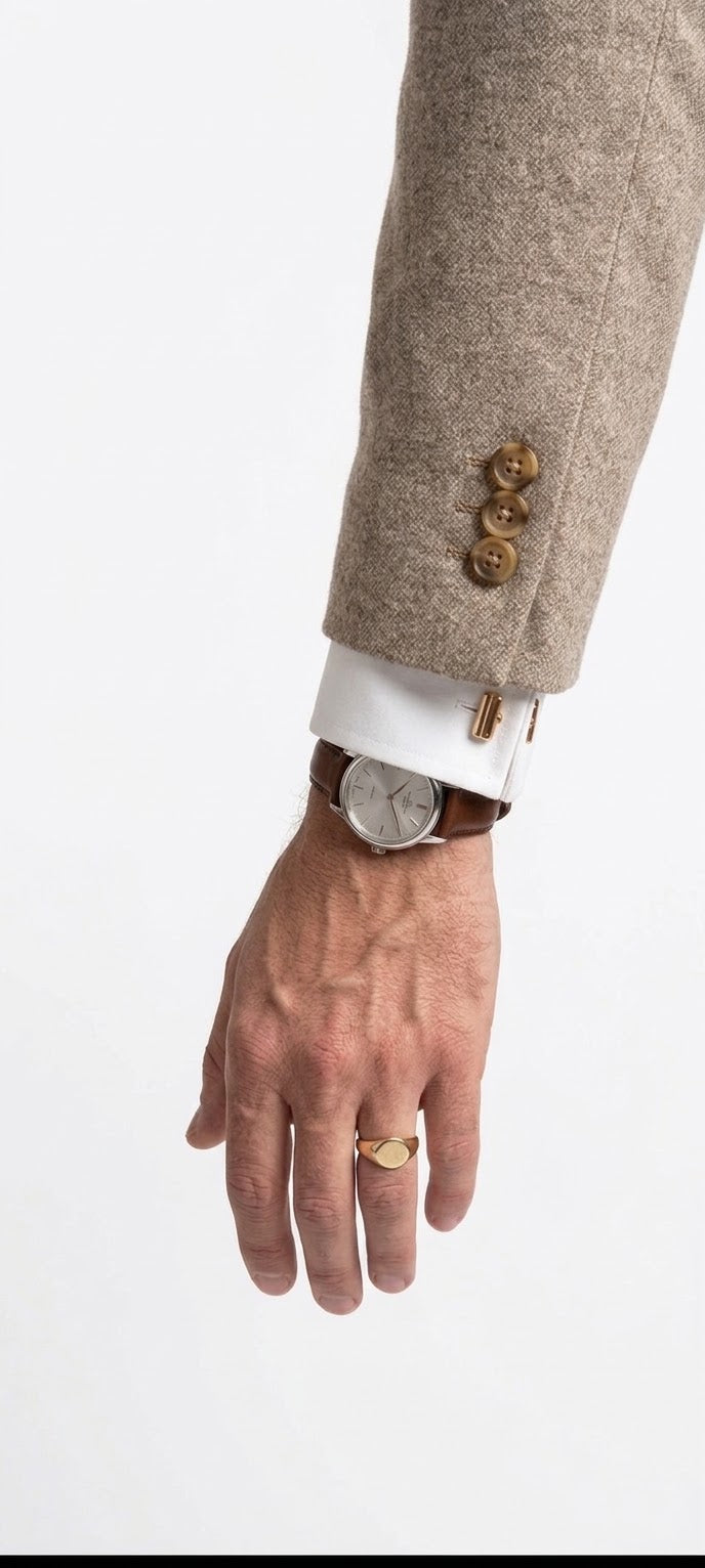 Men's Classic Beige Tweed 3-Piece Suit