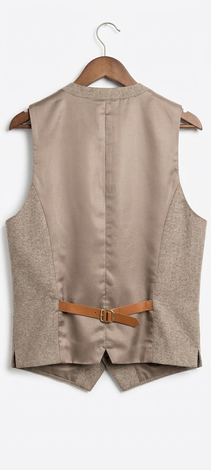 Men's Classic Beige Tweed 3-Piece Suit