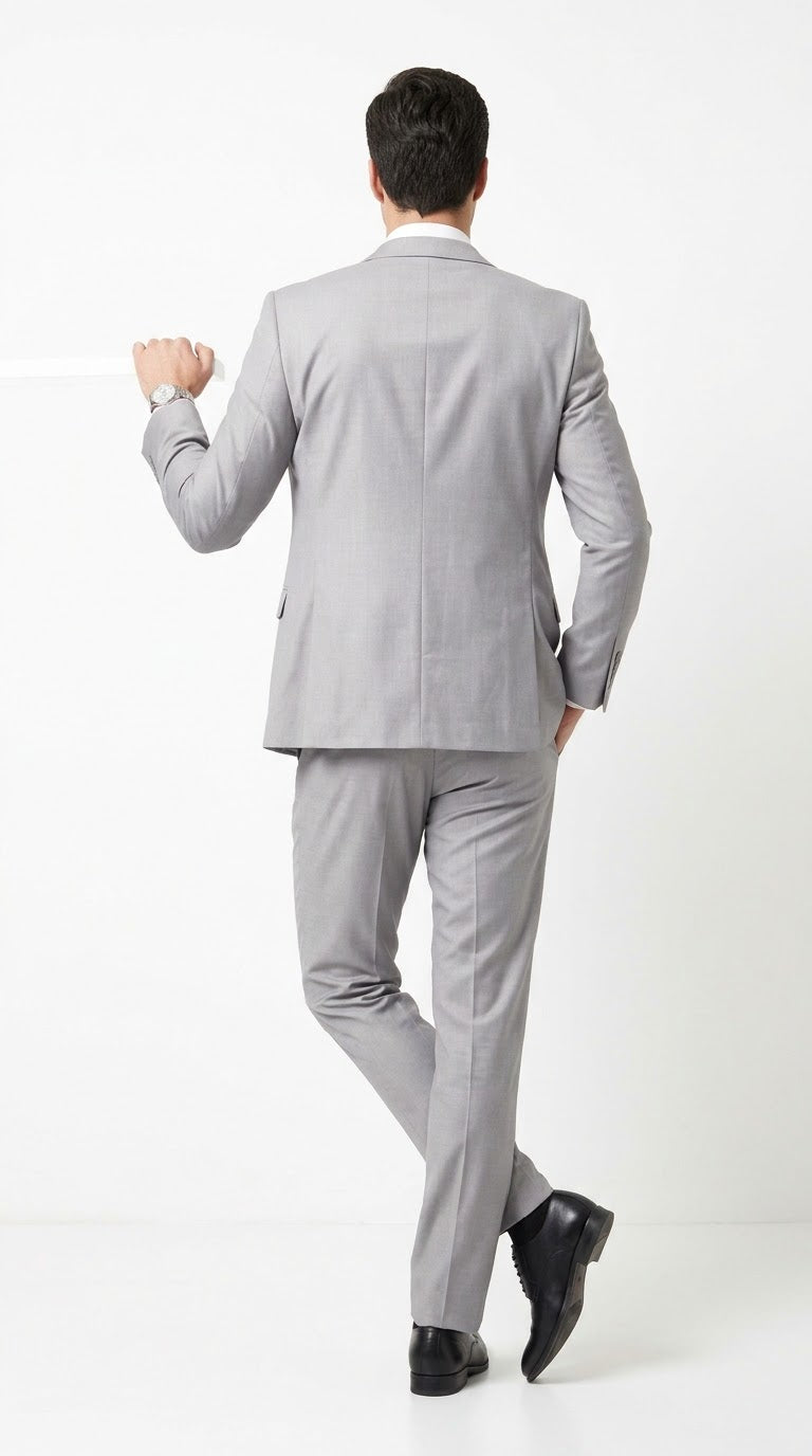 Classic Silver-Grey Slim-Fit Three-Piece Suit