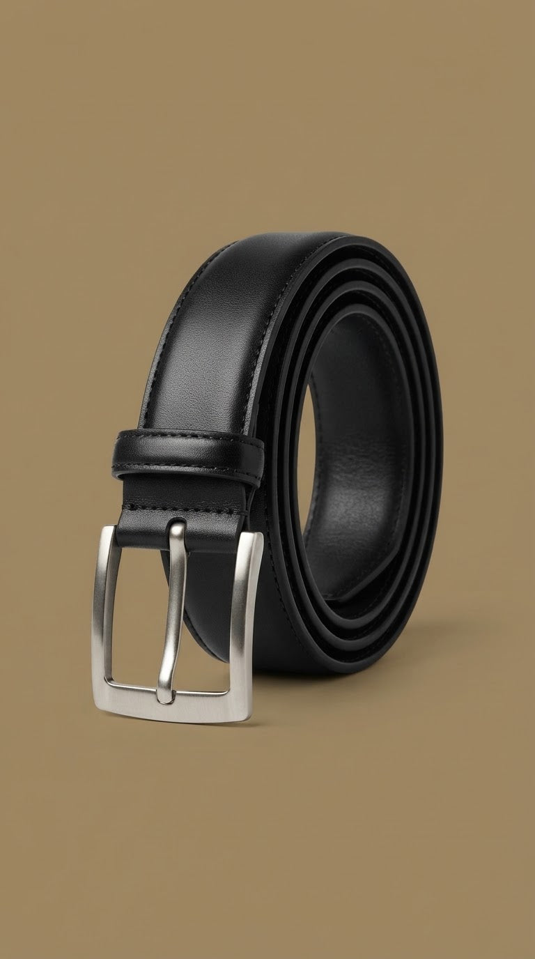 Official ISSB Formal Leather Dress Belt (Classic Black with Brushed Silver Buckle)