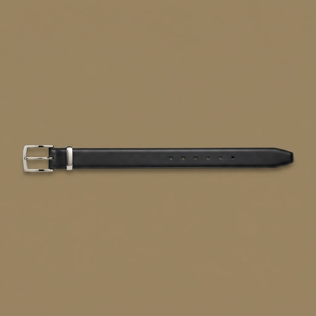 Official ISSB Formal Leather Dress Belt (Classic Black with Brushed Silver Buckle)