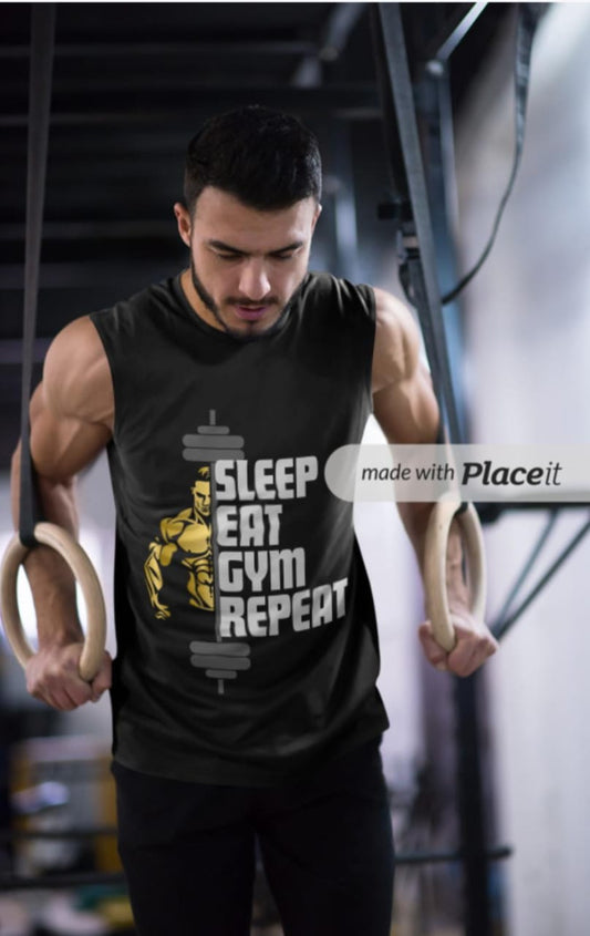 SLEEP EAT GYM REPEAT , Men's Sleeveless T-Shirt