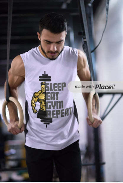 SLEEP EAT GYM REPEAT , Men's Sleeveless T-Shirt