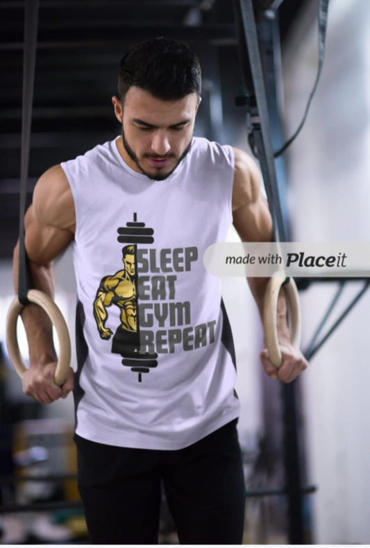 SLEEP EAT GYM REPEAT , Men's Sleeveless T-Shirt