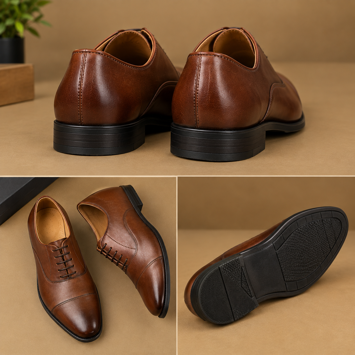 Brown Oxford Lace-Up Formal Shoes