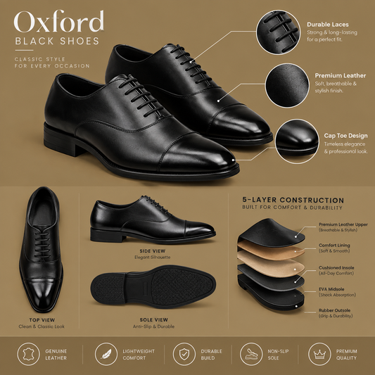 Executive Classic Black Oxford Shoes