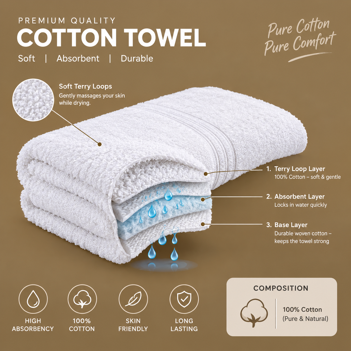 Luxury Plush 100% Cotton Bath Towel – Ultra-Absorbent & Soft Everyday Hotel-Quality Towel in Vibrant Colors