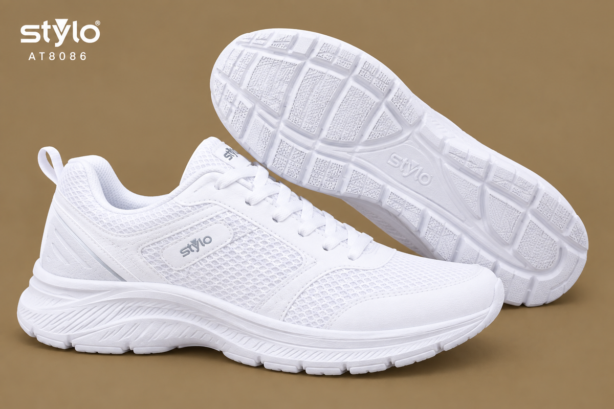 Stylo AT8086 White Running Joggers – Men’s Sports Shoes