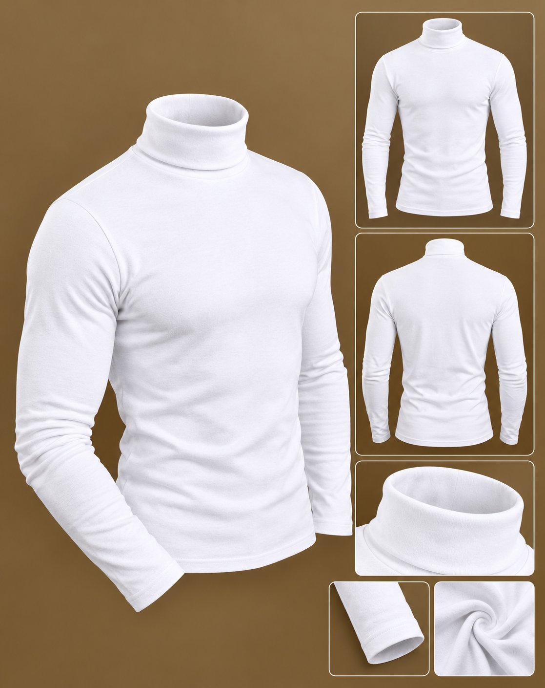 Men's Classic Thermal Turtleneck Long Sleeve Slim-Fit Pullover Shirt