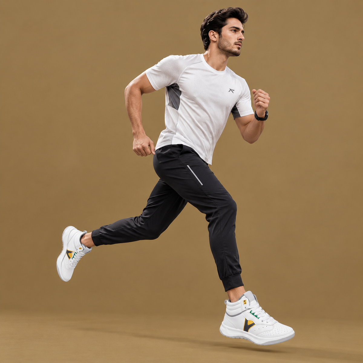 Ndure Men's White Colorblock High-Top Streetwear Sneakers