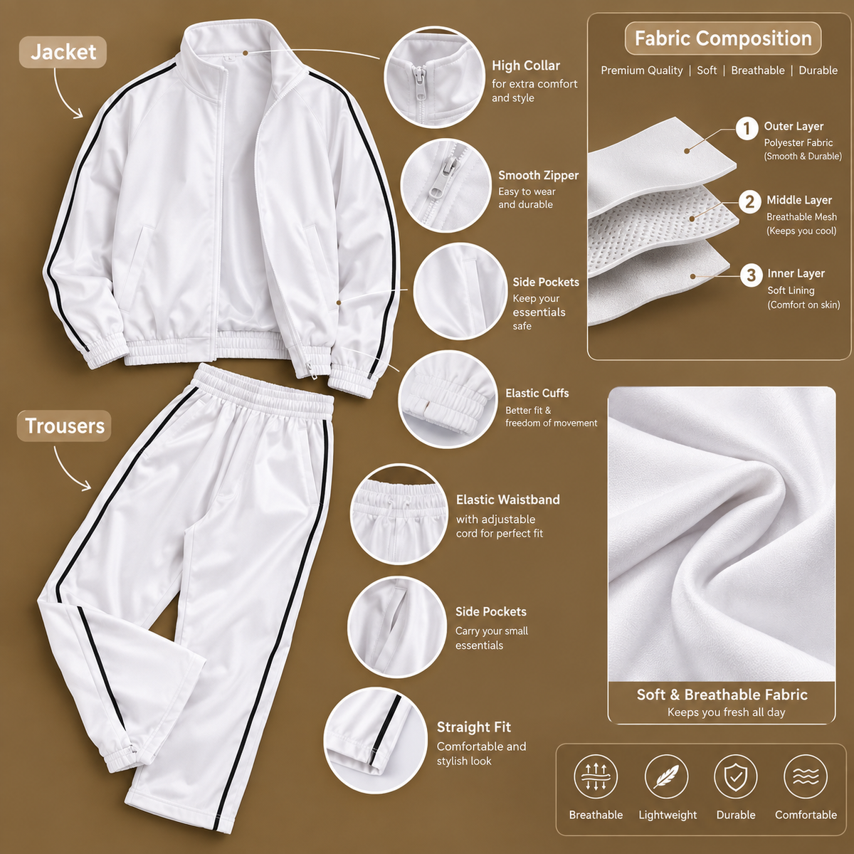 ISSB Full PT Kit – Women's Tracksuit Set (Jacket & Trouser) | Material: Premium Cotton-Fleece