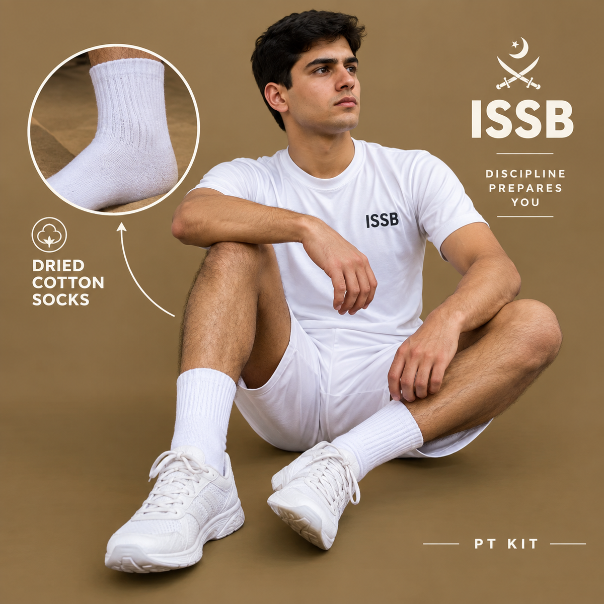 ISSB Standard White Physical Test Socks | High-Performance Athletic Crew Socks