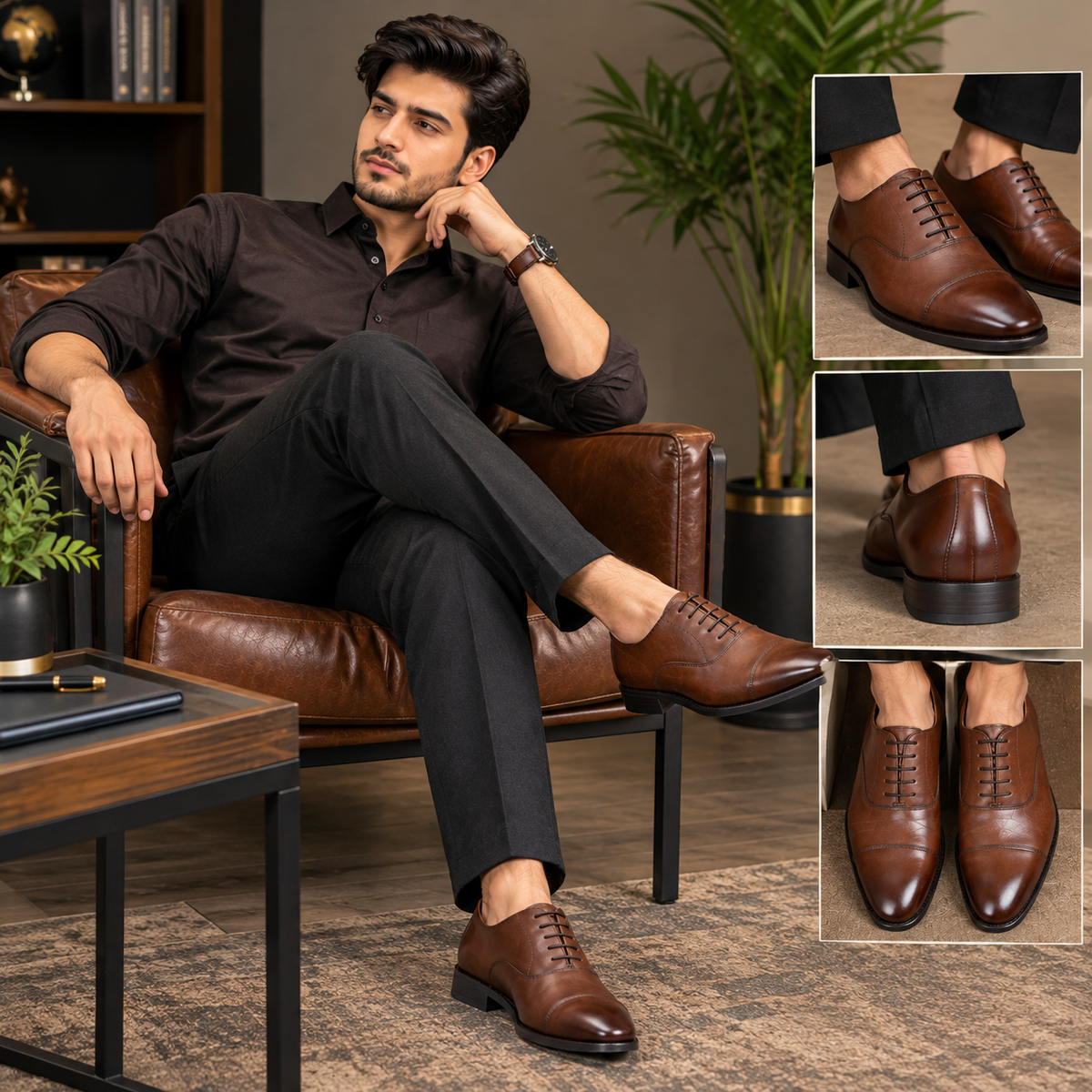 Brown Oxford Lace-Up Formal Shoes