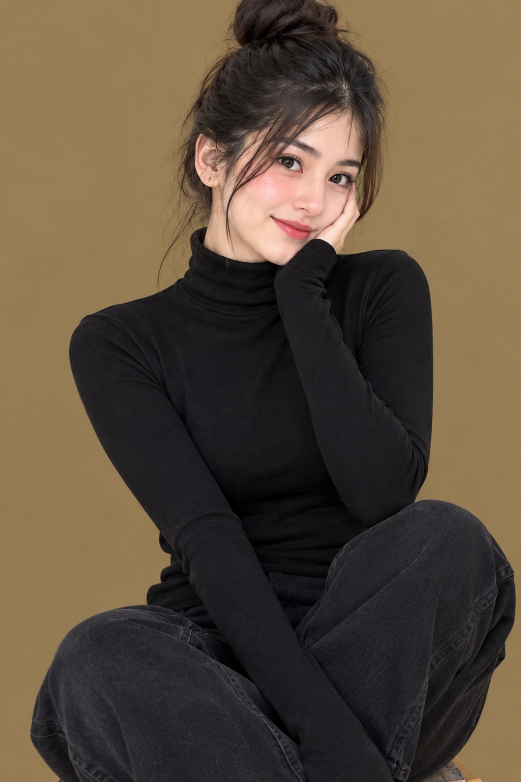 Women’s Premium Black High-Neck Hineck