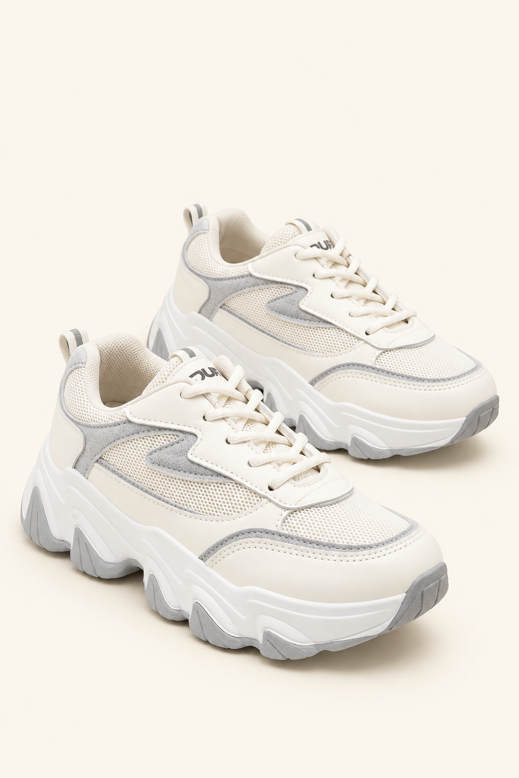 Premium White & Grey Chunky Sneakers – Unisex | Men & Women